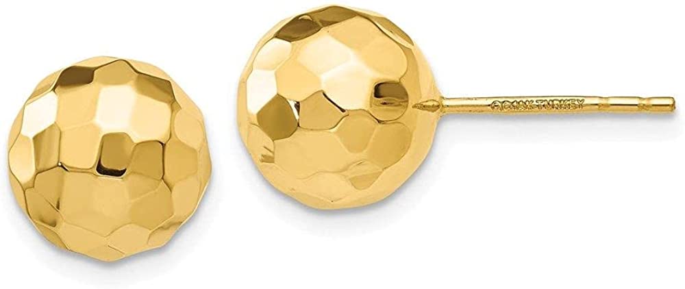 Jewelry-14K Gold Polished and Diamond Cut 9.5MM Ball Post Earrings