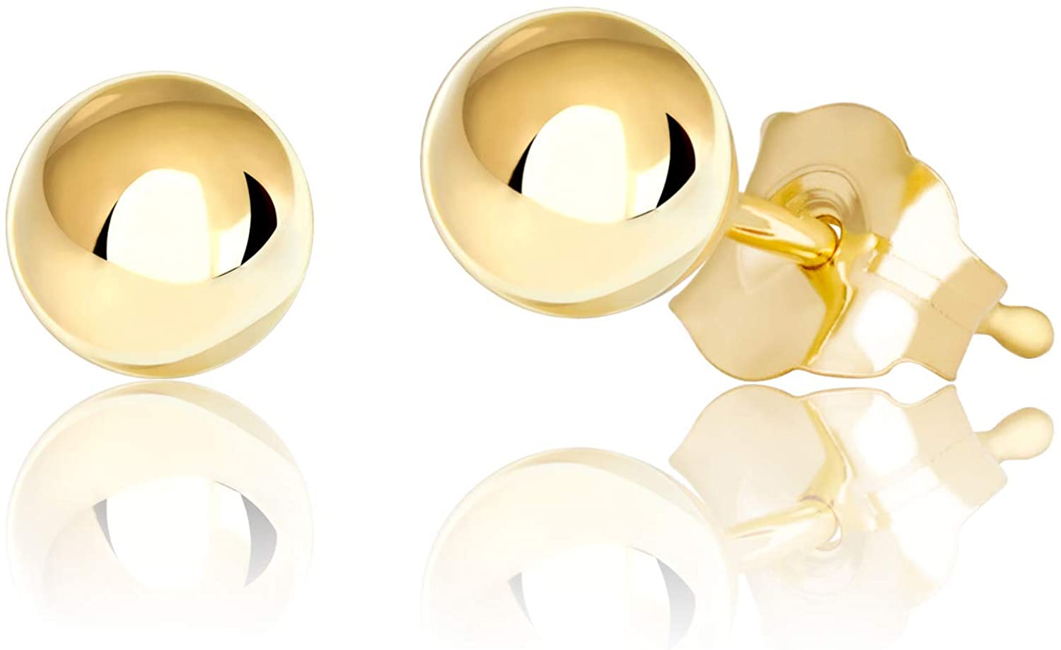 14K Gold Ball Stud Earrings, 2mm - 10mm