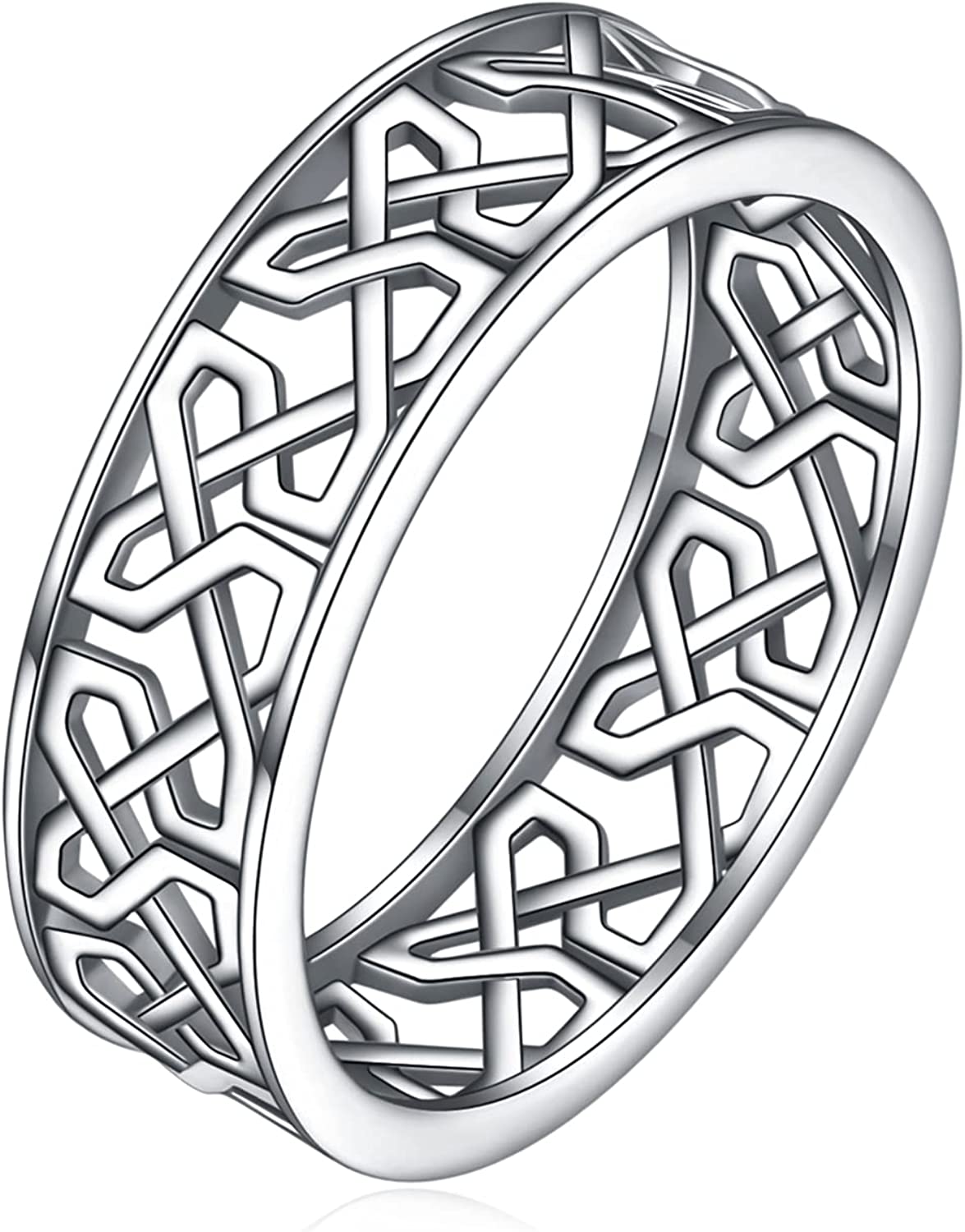 925 Sterling Silver Celtic Knot Ring for Women Good Luck Irish Love Trinity Woven Wedding Promise Band Ring