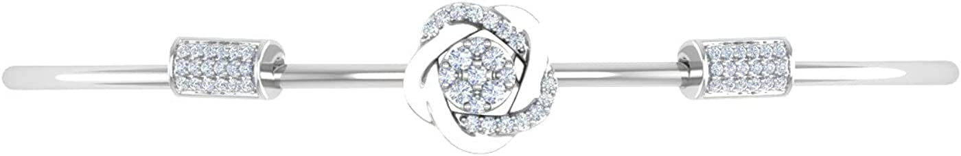1/5 Carat Diamond Floral Bangle Bracelet in 10K Gold or 14K Gold and Steel