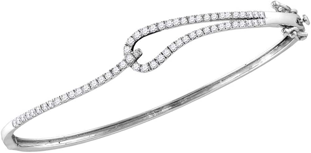 Dazzlingrock Collection 1 Carat (ctw) Round Diamond Fashion Bangle Bracelet 1 CT, 14K White Gold