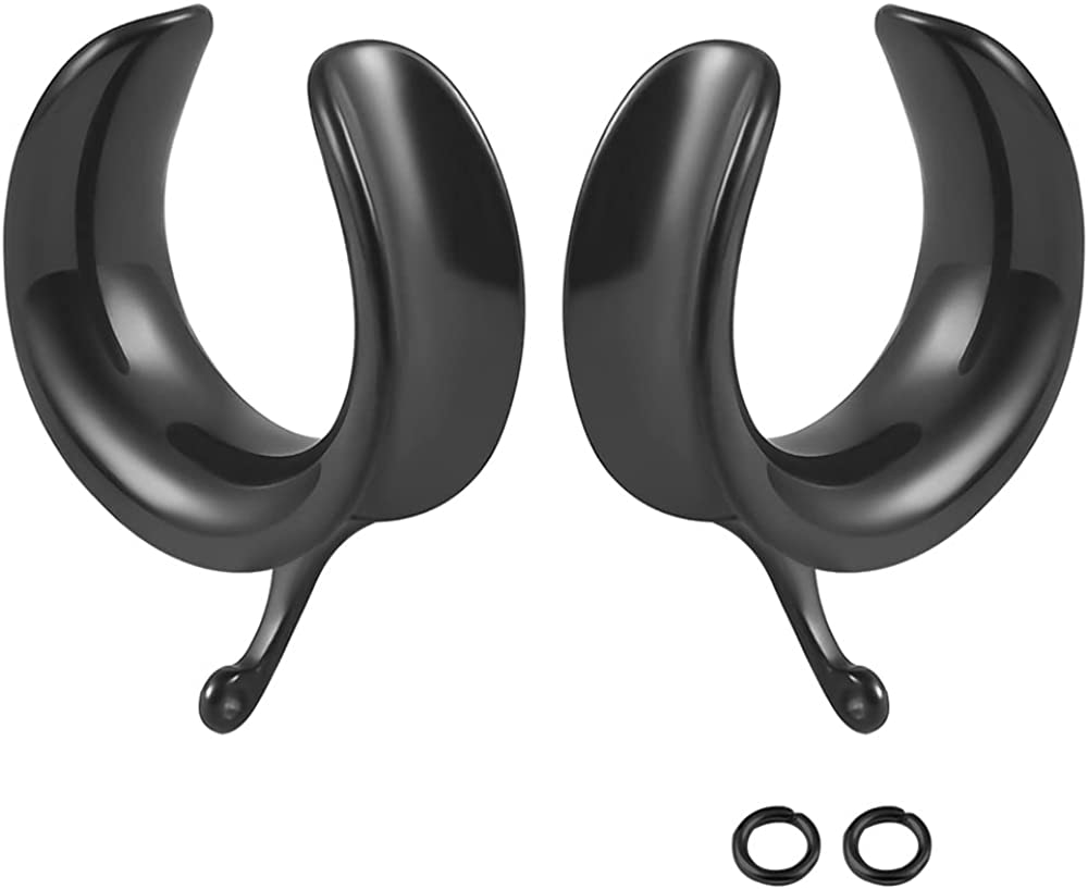DOEARKO 2 PCS 6mm-30mm Hypoallergenic 316 Stainless Steel DIY Dangle Ear Saddle Hangers Plugs Gauges Piercing Body Jewelry