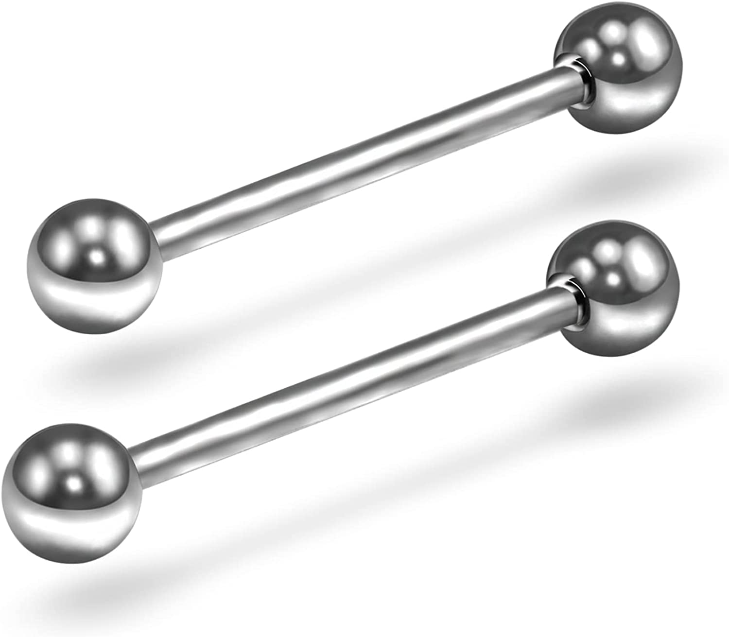 G23 Titanium Nipple Rings Tongue Ring Nipple Shield Barbell Ring Bar Body Piercing jewelry for Women and Men, Externally Threaded, silver, 14/16G, 12/14/16/19/22mm, 2/3/5PCS