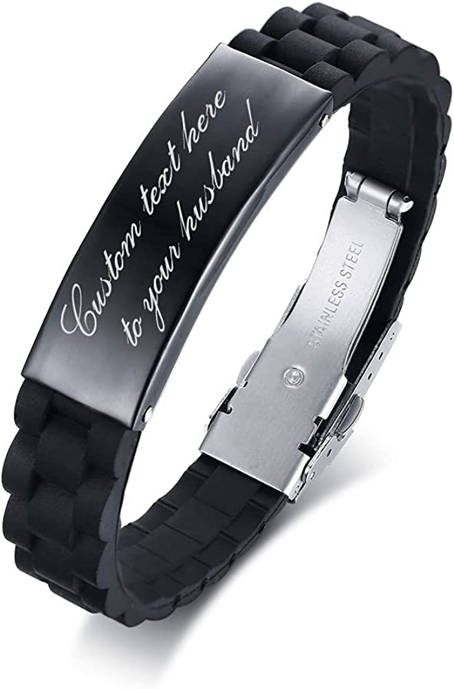 Fathers Day Gift for husband : To My Husband Gift from Wife I will Keep Choosing You Love Quote Engraved Personalized Handsome Black Silicone Bracelet Wristband for him, Gift from Wife,Birthday Anniversary Gift from Girlfriend