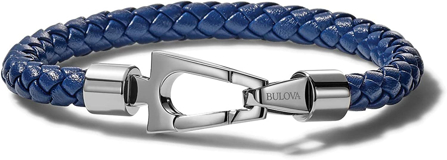 Bulova Mens Marine Star Leather Bracelet