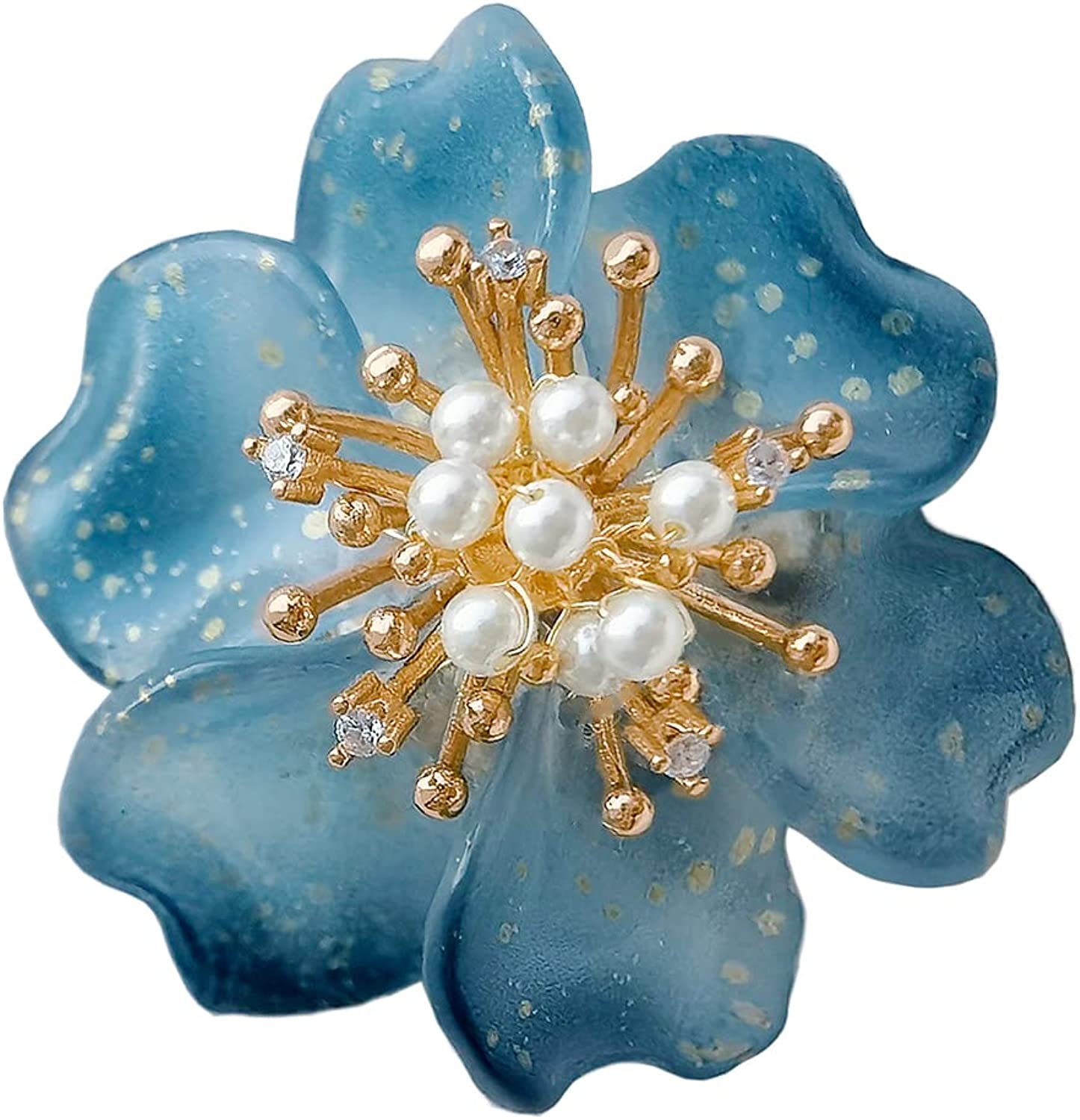 CCijiNG Flower Brooch Pins for Women Girl Fashion Crystal/Colored Glaze Floral Blooming Lapel Pin Pearl Safety Pin Wedding Party Gifts for Mother's Day