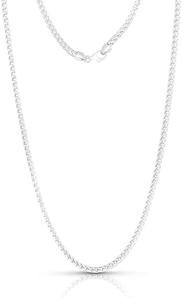 NYC Sterling Unisex .925 Sterling Silver 2MM Solid Franco Chain Necklace Made in Italy