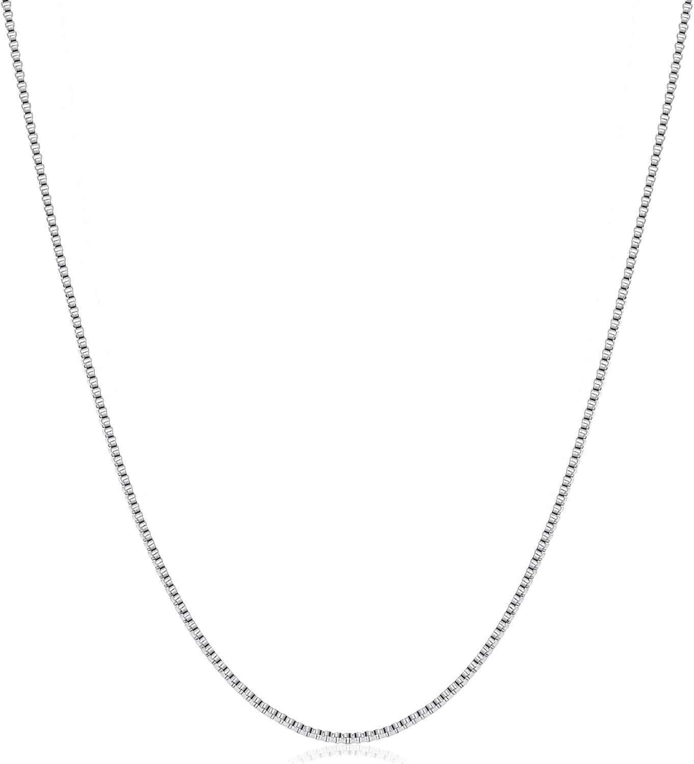 Fiusem 1.2mm Box Chain Necklace for Women, 16"-24" Thin Silver Tone Necklace Chain for Women, Stainless Steel Womens Chains 16, 18, 20, 22, 24 Inch