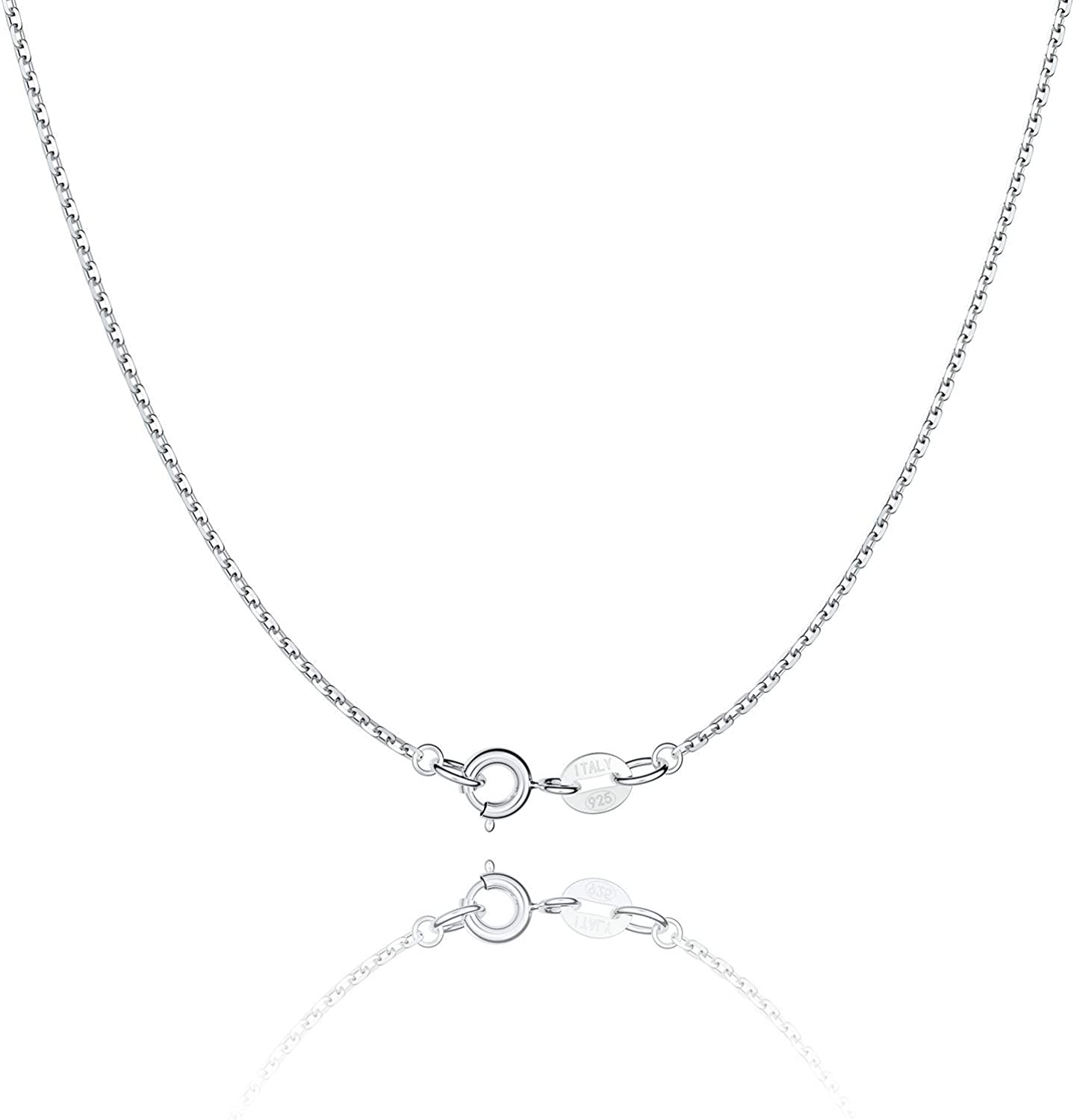 Jewlpire 925 Sterling Silver Chain Necklace Chain for Women Girls 1.1mm Cable Chain Necklace Upgraded Spring-Ring Clasp - Thin & Sturdy - Italian Quality 16/18/20/22/24 Inch