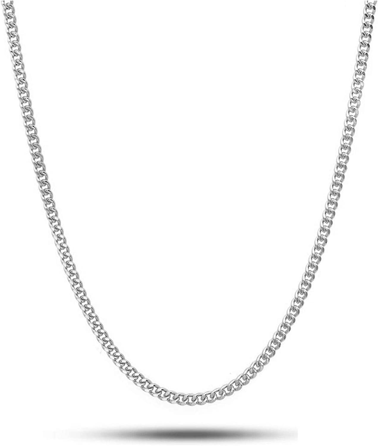 Pori Jewelers Genuine Platinum 950 Solid Diamond Cut Cuban/Curb Chain Necklace -1.0mm Thick