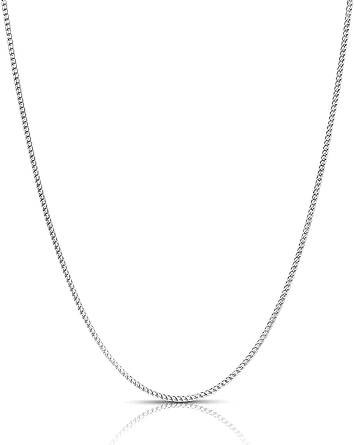 Authentic Solid Sterling Silver Franco Box Link .925 Rhodium Necklace Chains 1MM - 5.5MM, Silver Chain for Men & Women, Made In Italy, Next Level Jewelry