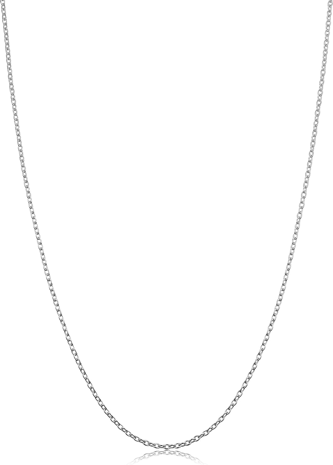 Sterling Silver or Yellow Gold Over Sterling Silver Cable Chain Necklace for Women (1.2 mm, 1.6 mm or 2.1 mm)