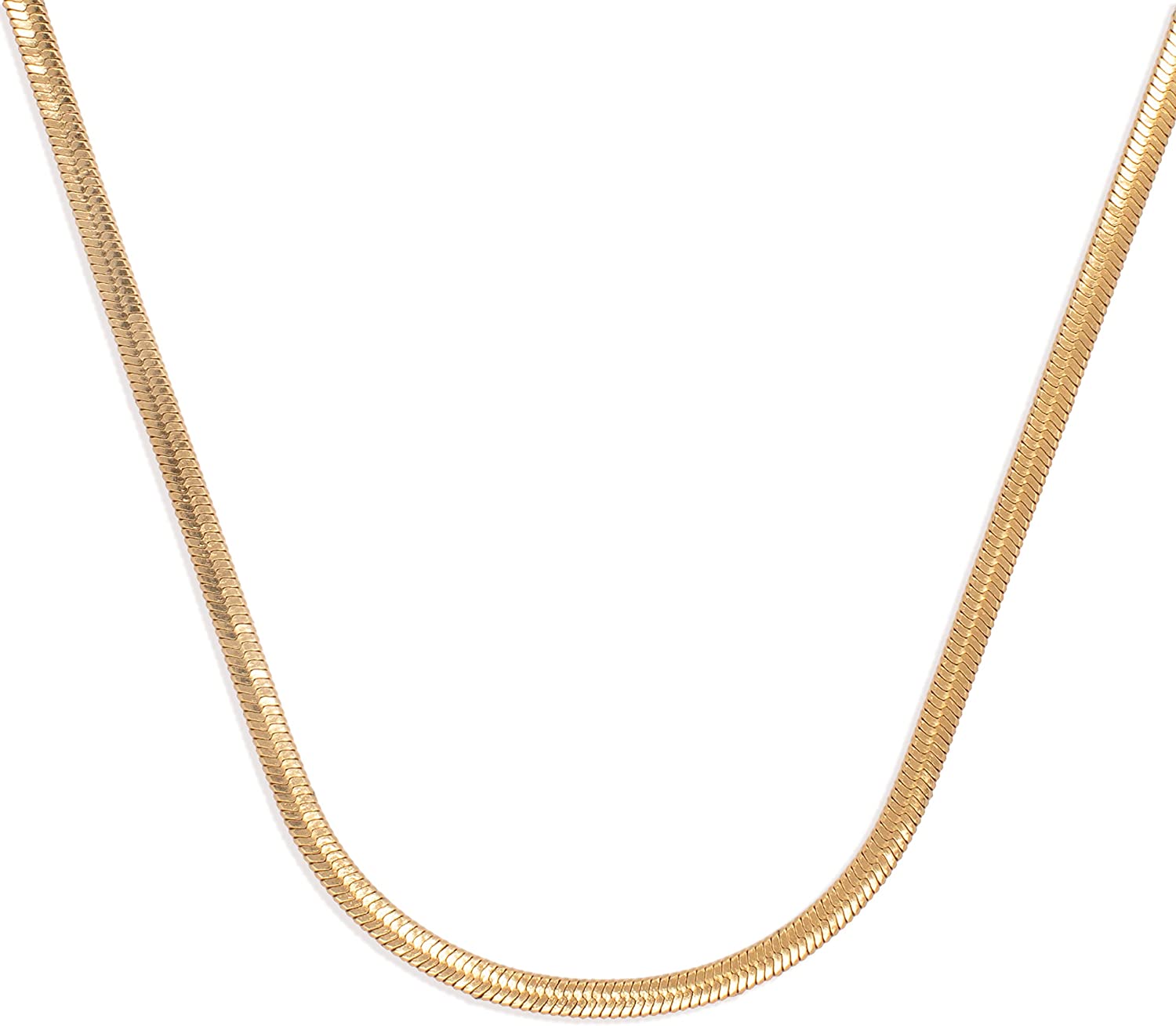 Hey Harper Nassau Necklace - Waterproof & Sweatproof Simple Womens Necklaces for Everyday Wear - Silver, Rose Gold, Gold Necklaces for Women - Stainless Steel Necklace - Herringbone Chain with 14k Golden Color PVD Coating - Necklaces for Women Tre