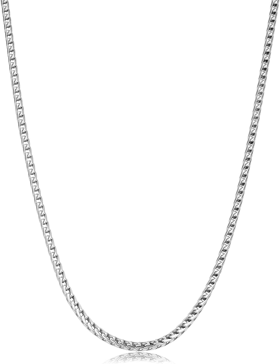 Sterling Silver 2.5MM-5MM Solid Franco Chain Necklace, Square Box Link Chain, Rhodium Necklace, Sterling Silver Necklace 18-30