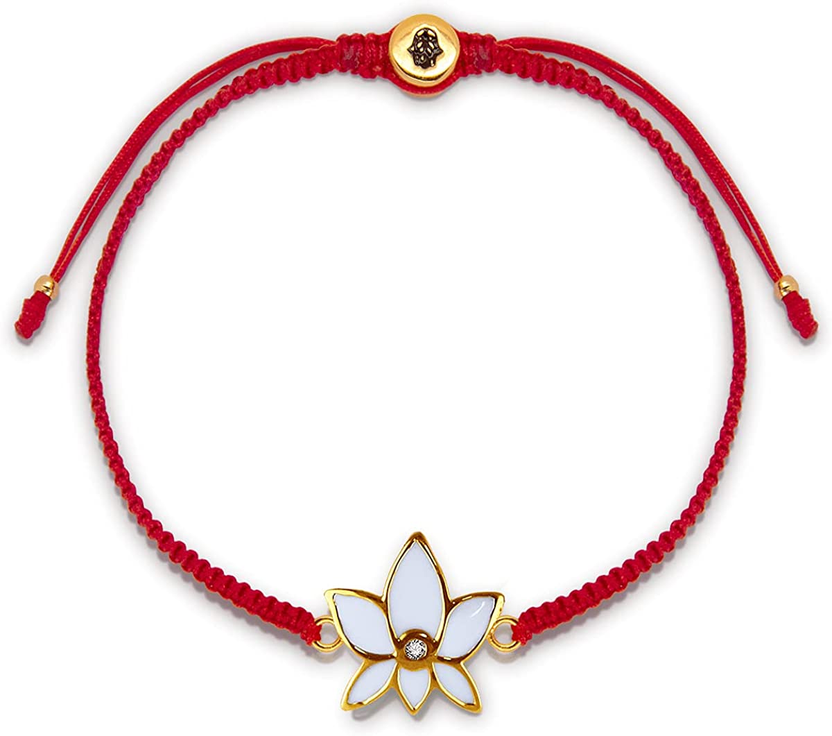 Karma and Luck - Obstacle Crusher - Women's 18K Gold Plated Brass Elegant Lotus Charm Red String Adjustable Bracelet to Help You To Achieve Enlightenment Handmade with Love in Bali