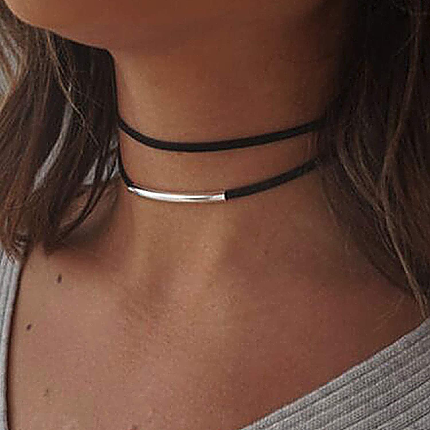 Jakawin Choker Necklace Adjustable Black Collar Necklaces for Women and Girls NK134
