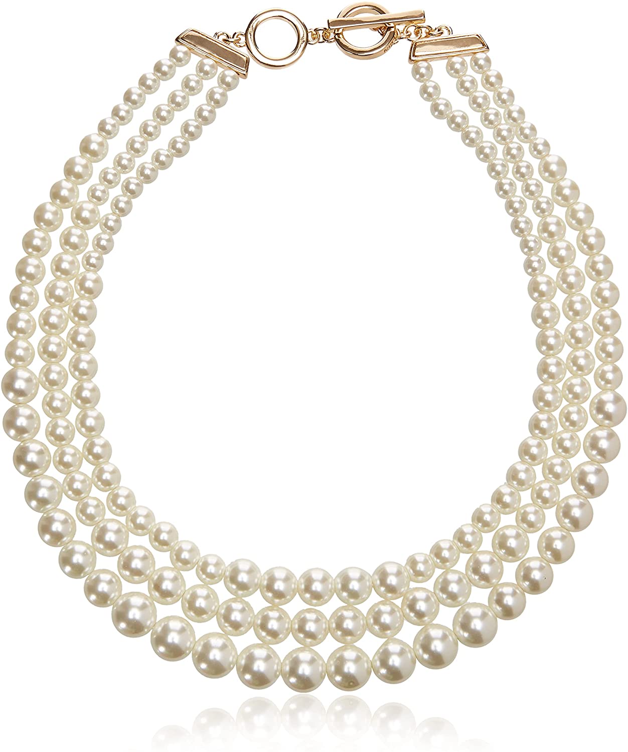 Anne Klein Women's Gold-Tone Blanc Pearl Collar Necklace