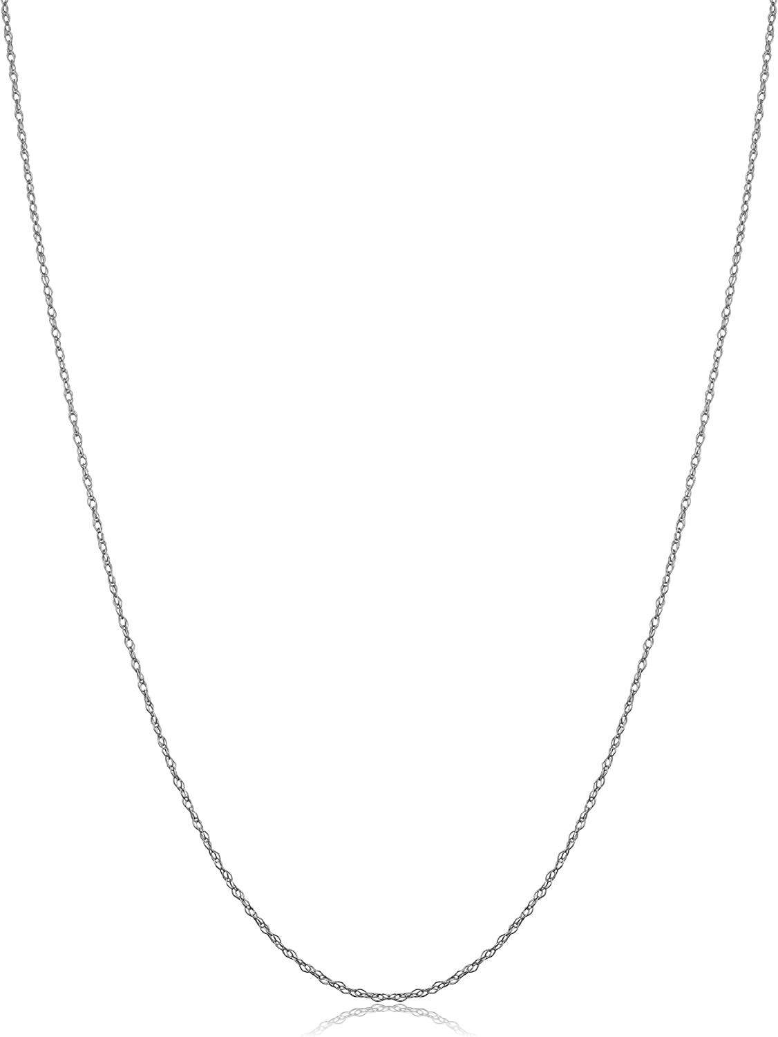 10k White Gold Delicate Lightweigtht Thin Rope Chain Necklace For Women (14, 16, 18, 20, 24 or 30 inch - 0.7 mm)