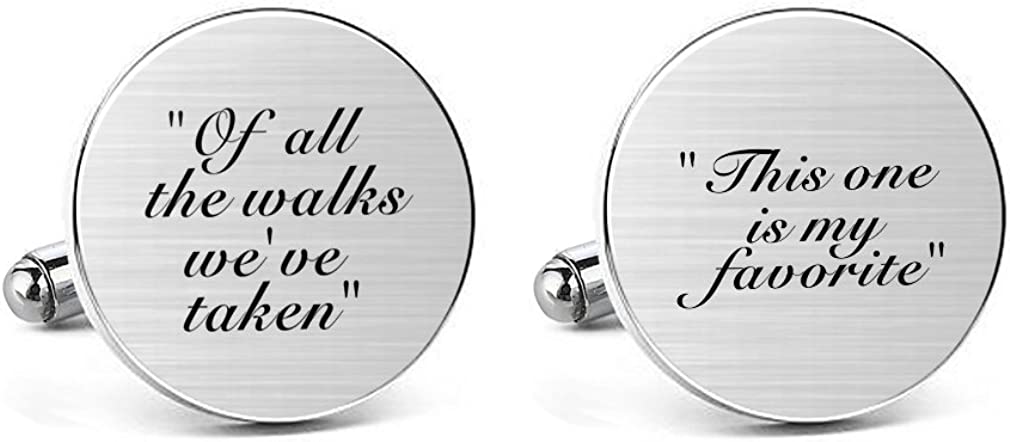 MUEEU Groom Wedding Cufflinks Engraved of All The Walks We Have Take Square Round Cuff Link Tie Clip