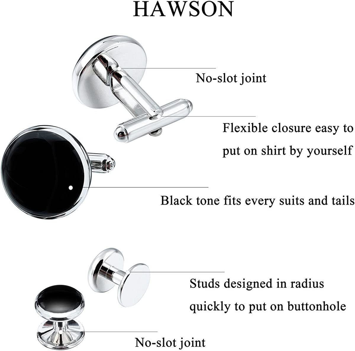HAWSON Men's Custom Tuxedo Shirt Nails and Cufflinks (2+4/2+6)