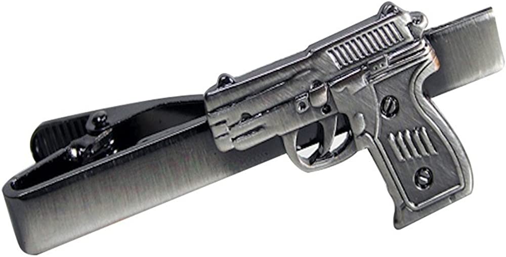 Procuffs Hand Gun Ammo Pistol Revolver Tie Clip Black Wedding Bar Clasp