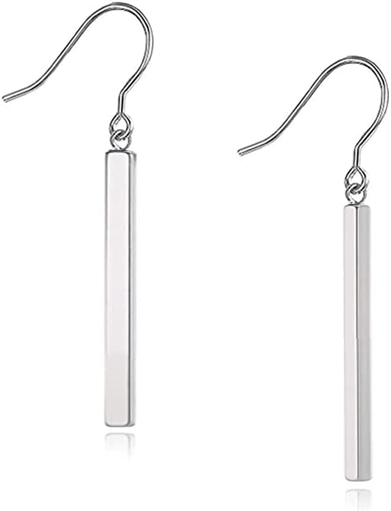 Pure Titanium Vertical Bar Dangle Earrings,Lightweight Drop Earrings Hypoallergenic for Sensitive Ears Women Girls