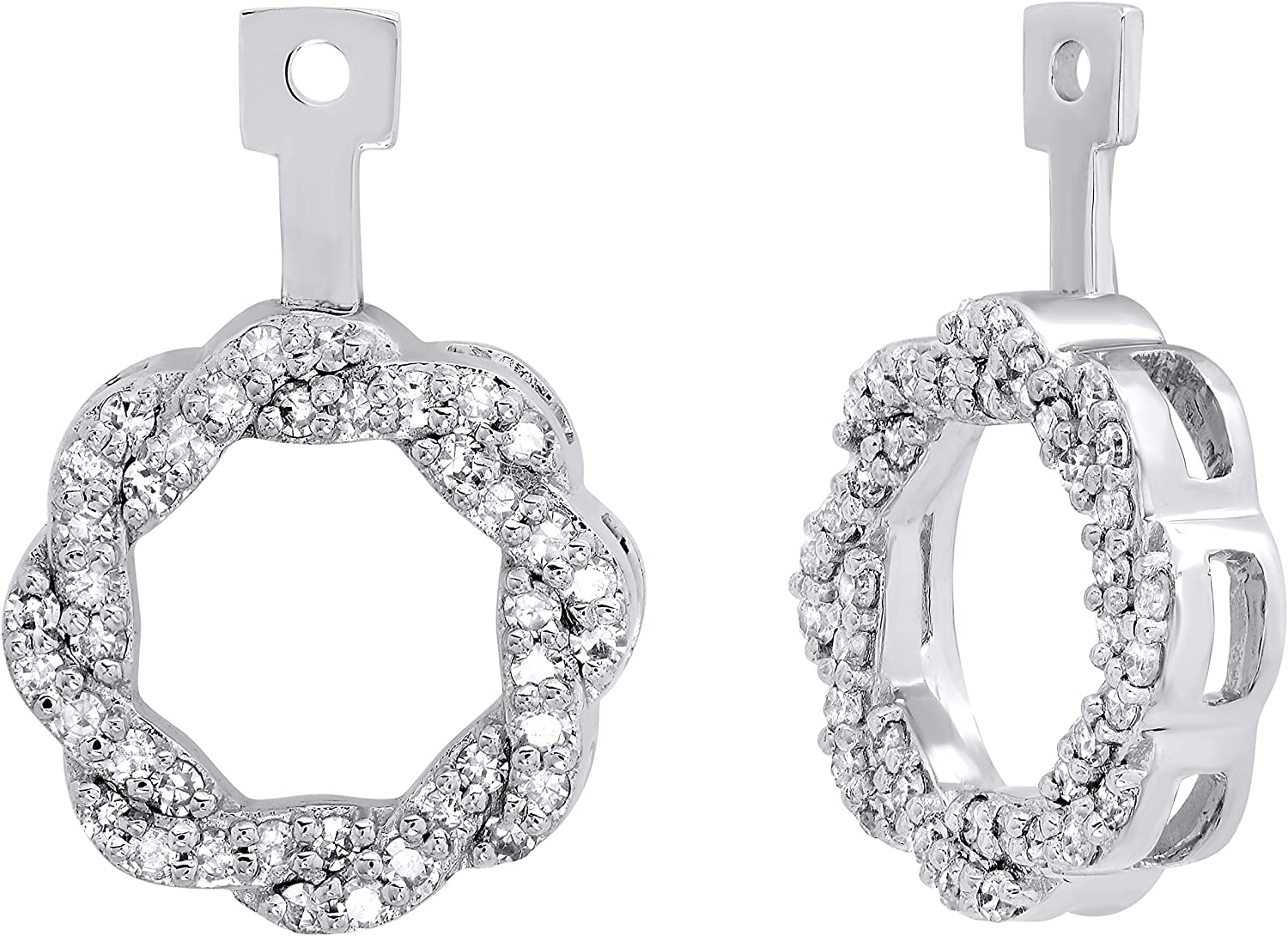 Dazzlingrock Collection 0.45 Carat (Ctw) Round White Diamond Ladies Swirl Earring Jackets 1/2 CT, Available in 10K/14K/18K Gold