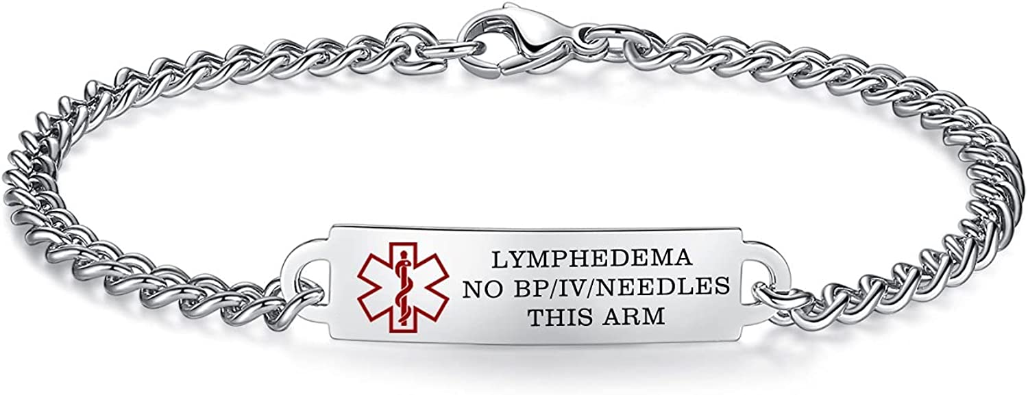 6.5/7.5/8.5 Inches Medical id bracelets for Women Stainless steel Emergency Medical Bracelets Free Engraved