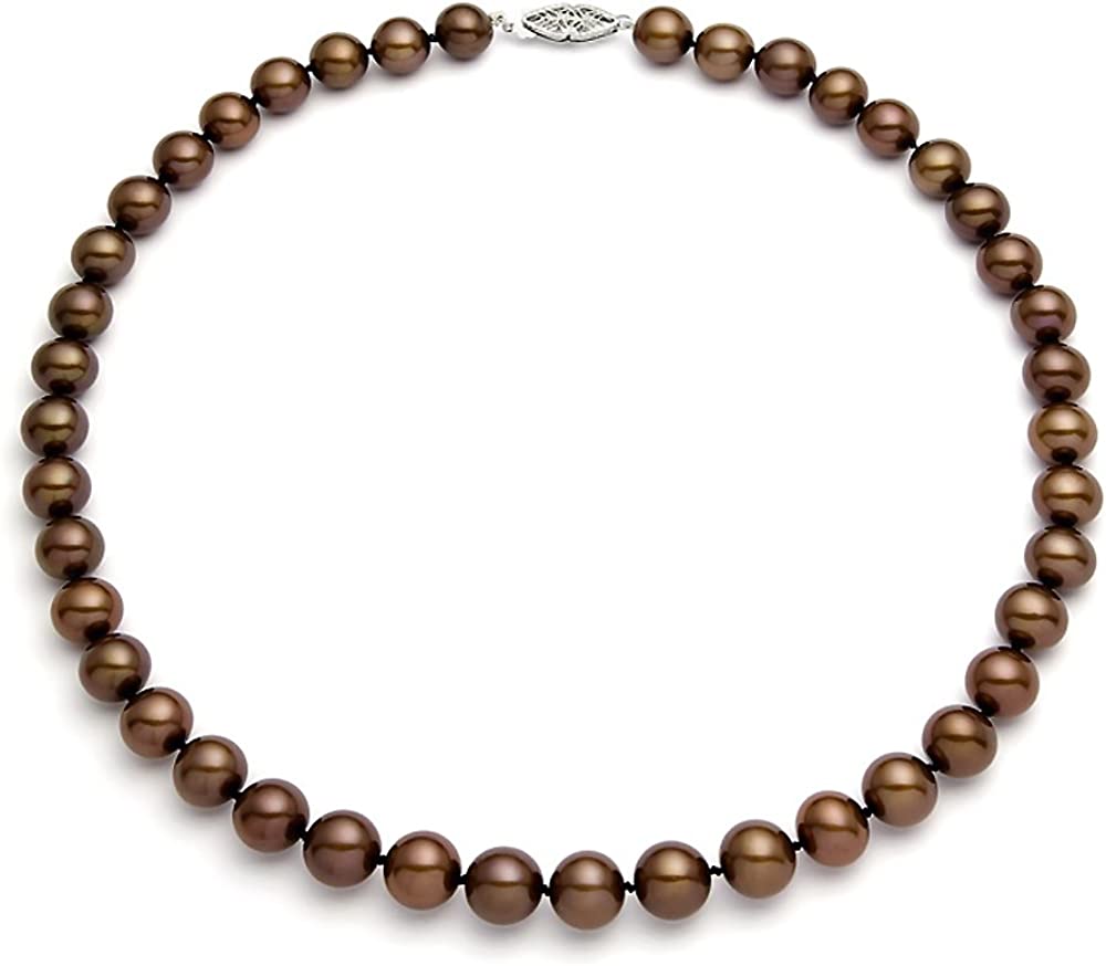 7.5-8mm Classic Cocoa Freshwater Cultured Pearl Necklace for Women AAAA Quality with Sterling Silver Clasp - PremiumPearl