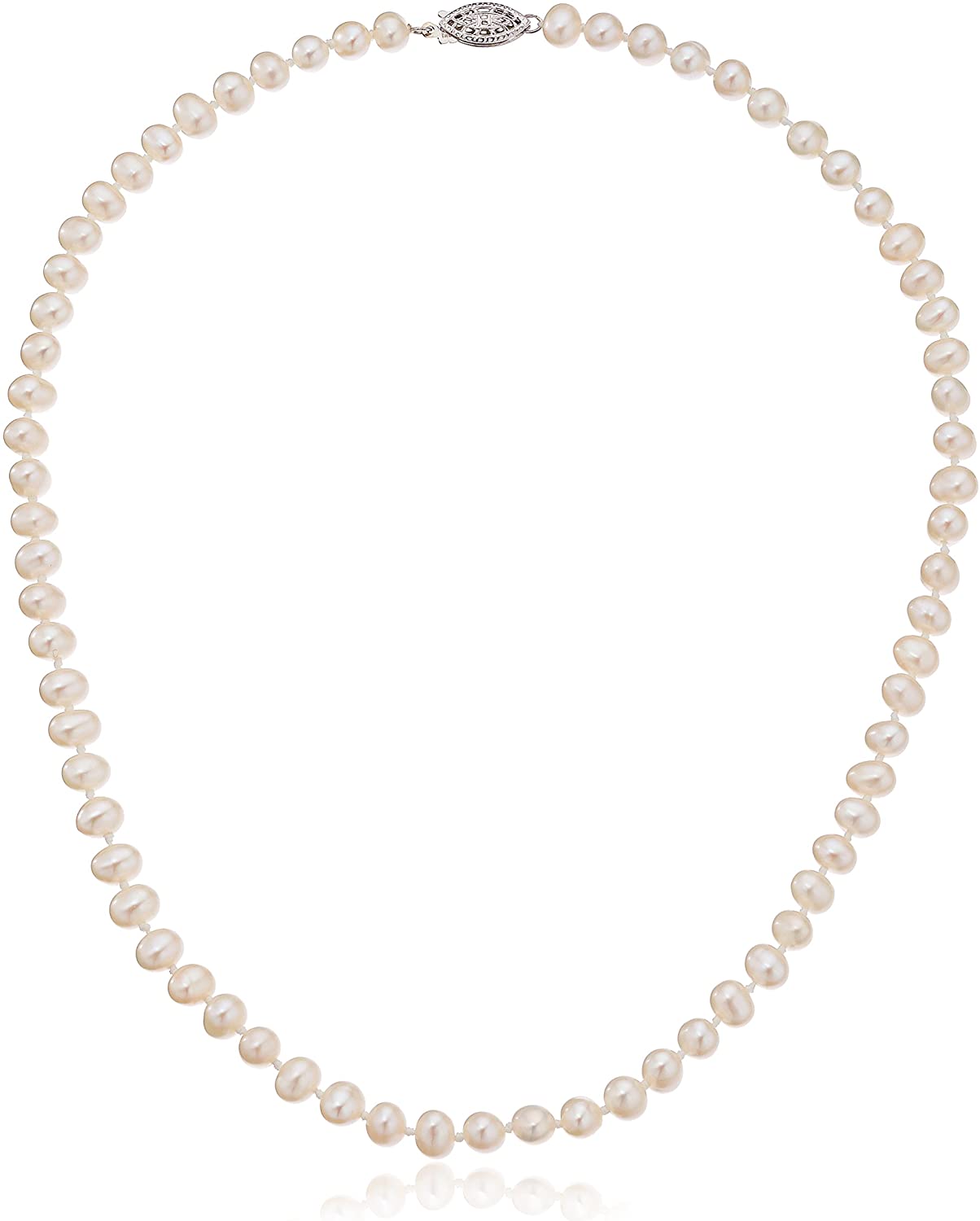 GSI Sterling Silver White A-Grade Freshwater Cultured-Pearl Necklace