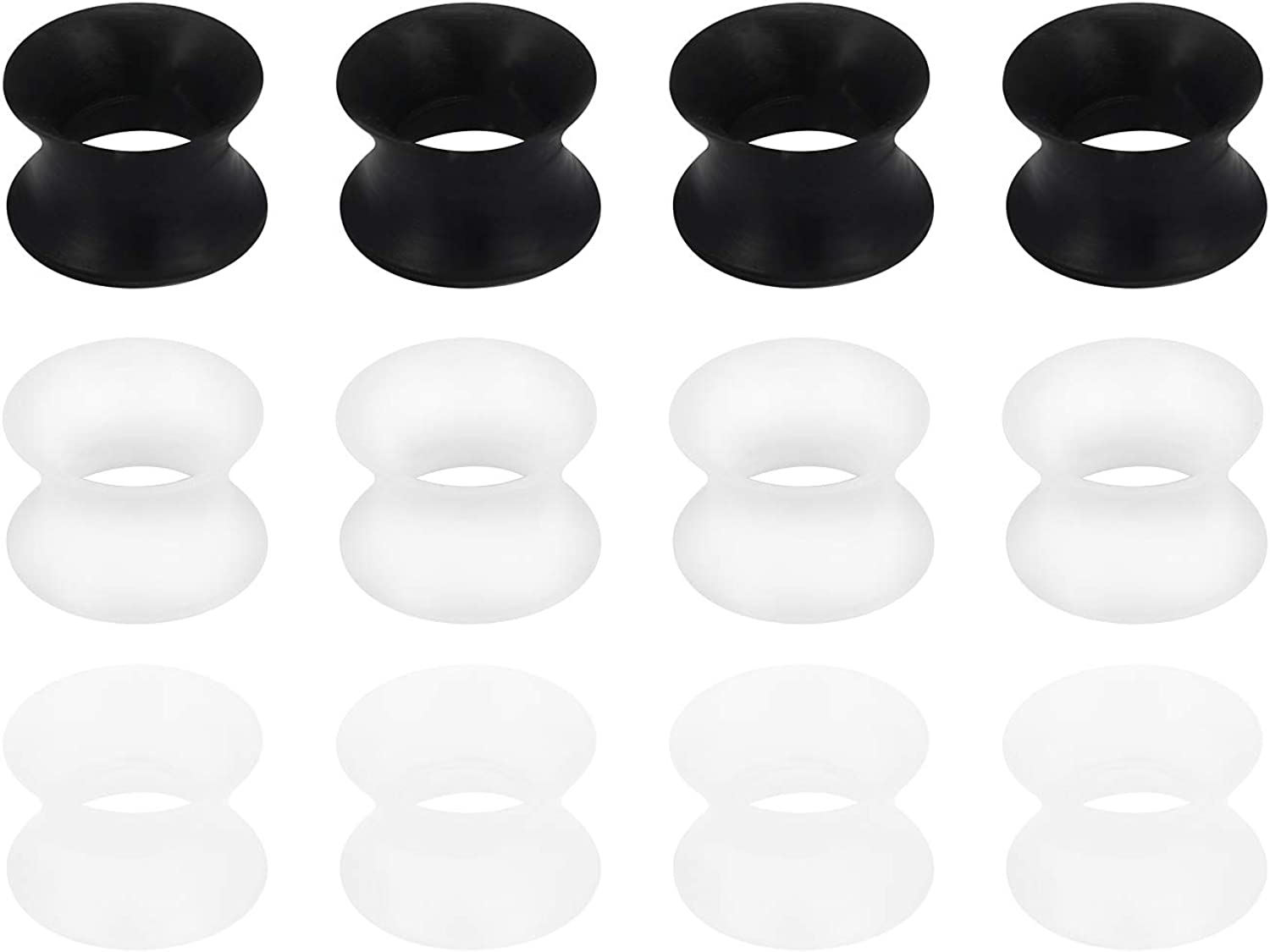 Cisyozi 6 Pairs-10 Pairs Ultra Thin Silicone Ear Skin Flexible Flesh Tunnel Expander Stretching Gauge Earlets Plug Gauges Kit Earlets Retainer Same Sizes 6G-16mm 3 Colors