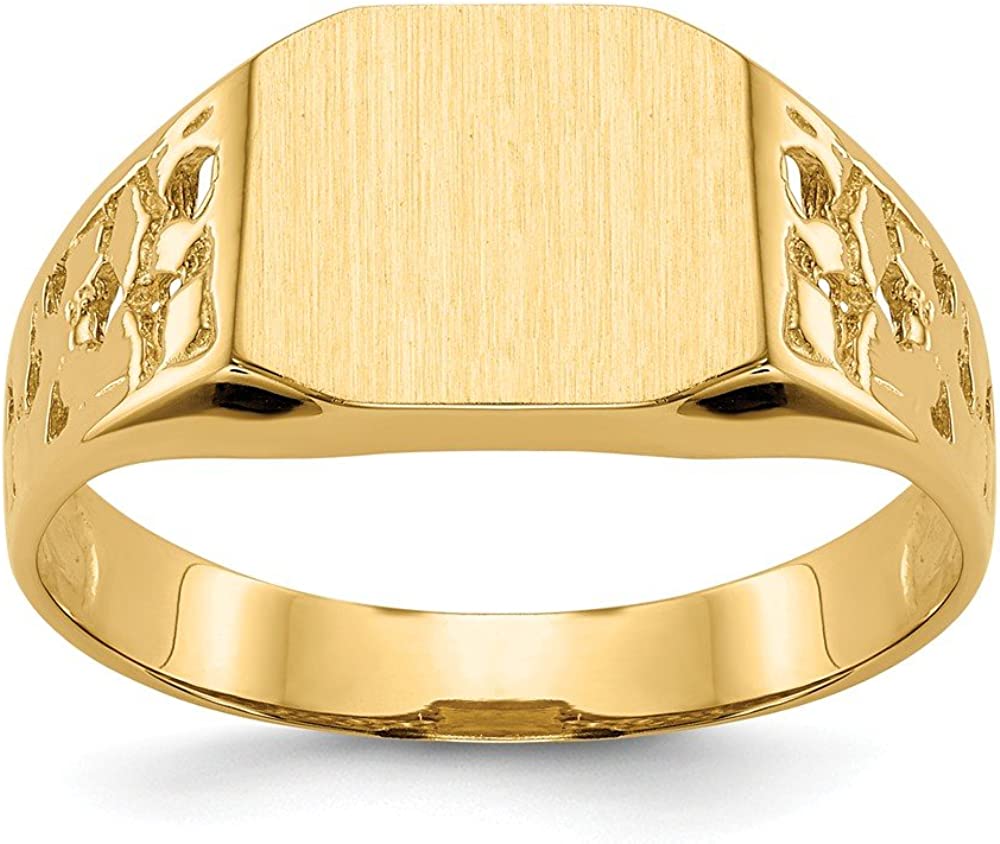 Solid 14k Yellow Gold Men's Engravable Monogram Signet Ring Band Size 9