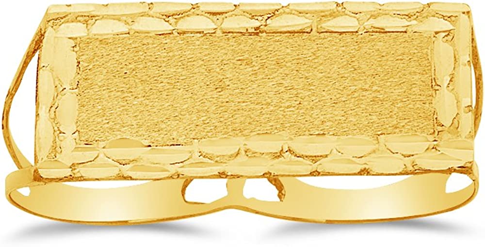 Sonia Jewels 14k Yellow Gold 2 Finger Men's Nugget Plate Ring