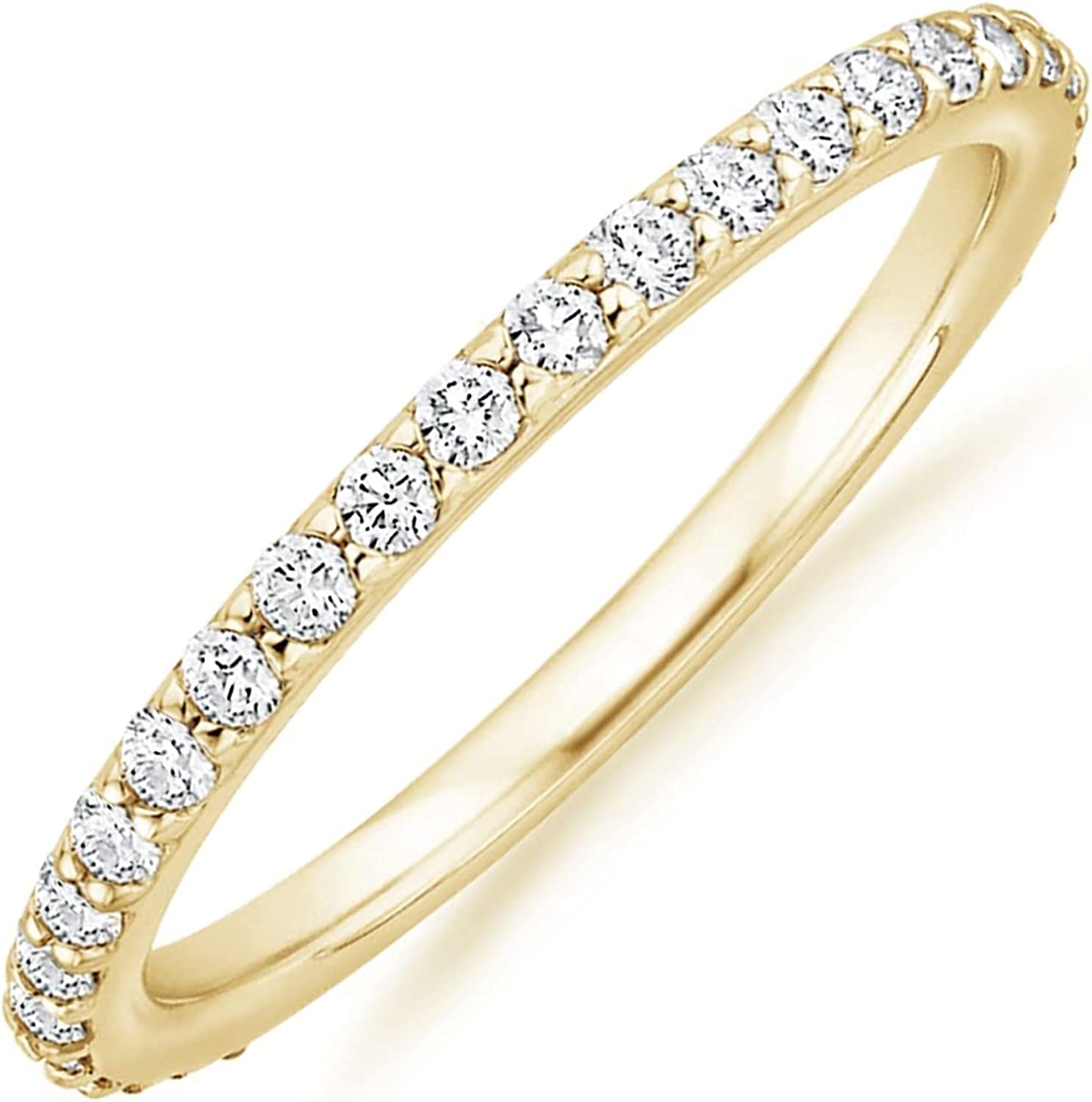 PAVOI 14K Gold Plated Cubic Zirconia Diamond Stackable Eternity Bands for Women