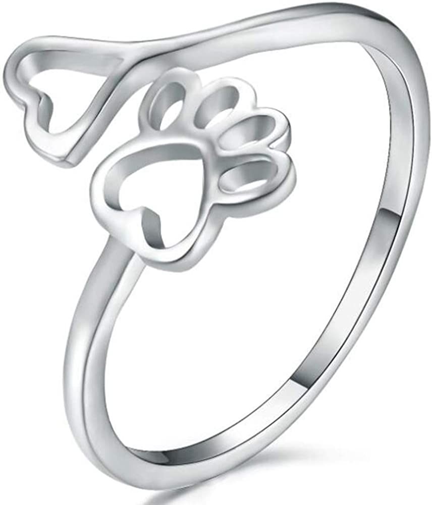 Stainless Steel Cute Dog's Cat's Paw Cocktail Party Holiday Wedding Anniversary Statement Ring