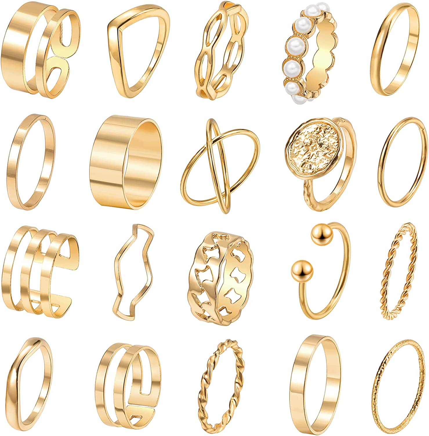 Gold Knuckle Rings Set for Women, 10 Pcs Trendy Simple Midi Rings Gold Plated Statement Stackable Rings Pack