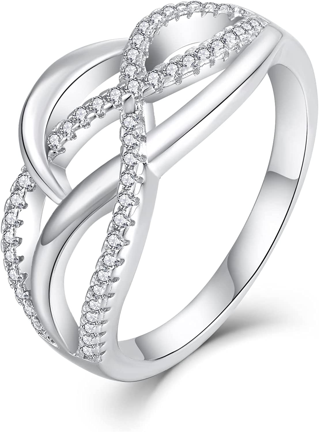 Starchenie Infinity Ring for Women 925 Sterling Silver Twisted Knot Ring Size 5-10