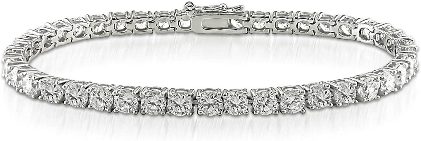 XO Jewelers 5.00 ct Ladies Round Cut Diamond Tennis Bracelet in 14 kt White Gold 7 inches