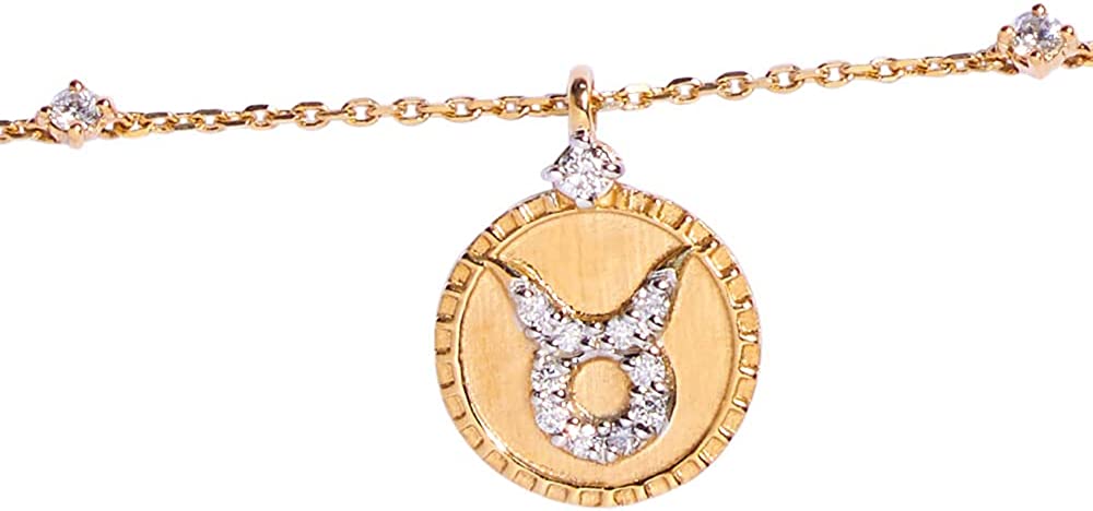 Golden Gazelle's Taurus Bracelet, 14K Solid Gold, Natural Round Diamonds (G-H Color, SI Clarity,0.23ct)
