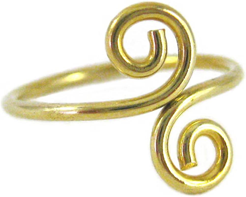 Sosi B. 14k Gold Plated S-Swirl Midi Above The Knuckle Adjustable Toe Ring One Size Fits Most