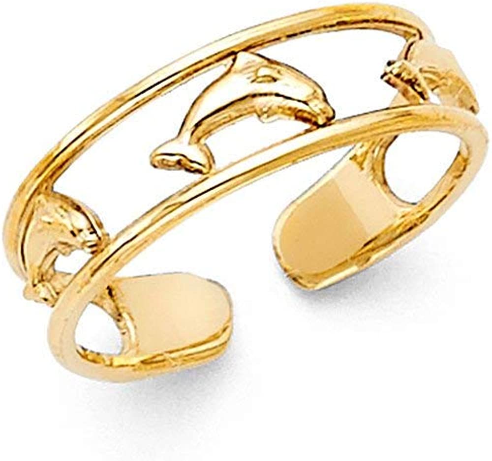 14k Yellow Gold Dolphin Toe Ring Jewelry Gifts for Women