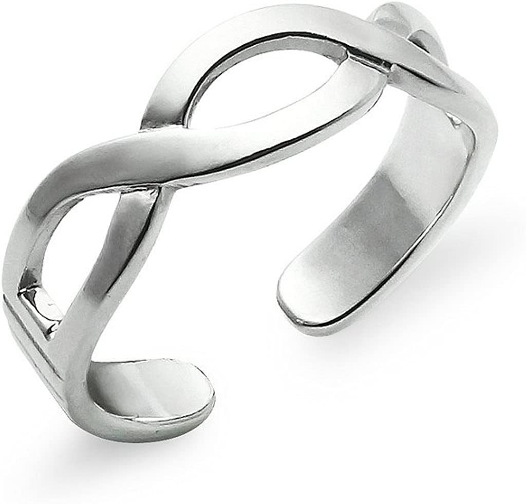 Silverline Jewelry Sterling Silver Infinity Symbol Endless Pattern Adjustable Open Toe Ring