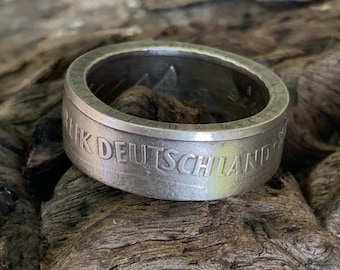 German Five Deutsche Mark Coin Ring Handmade