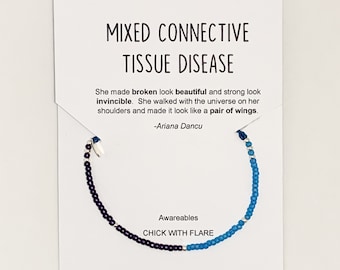 Mixed Connective Tissue Disease Awareness Bracelet, MCTD awareness bracelet, dainty seed bead bracelets, wax cord, stacking bracelets