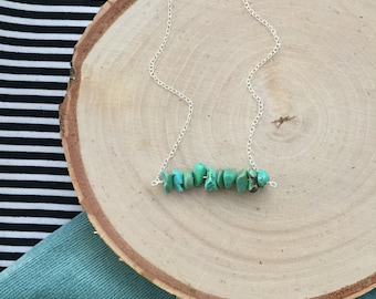 Turquoise Chip Necklace - Turquoise Necklace - Turquoise Bar Necklace - Turquoise Bar - Gift for her - Layering Necklace - Turquoise