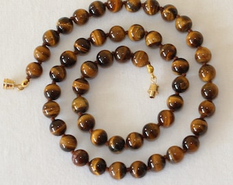 8mm Tiger Eye Necklace - VARIOUS Length Options Hand Knotted. Brown Tiger Eye / Tiger's Eye Stone. Therapeutic. MapenziGems