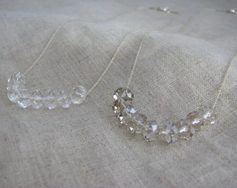 Carrie Necklace Sterling Silver and  Floating Clear or Shaded Swarovski Crystal