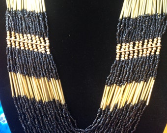 Fab Bead Necklace- Black & Gold