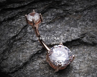 Rose Gold Classic Sparkle Gem Belly Button Ring