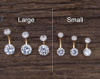 Minimalist Belly Ring Belly Button Ring Belly Button Jewelry Double Zircon Short bar Small Size 6 8 10 mm